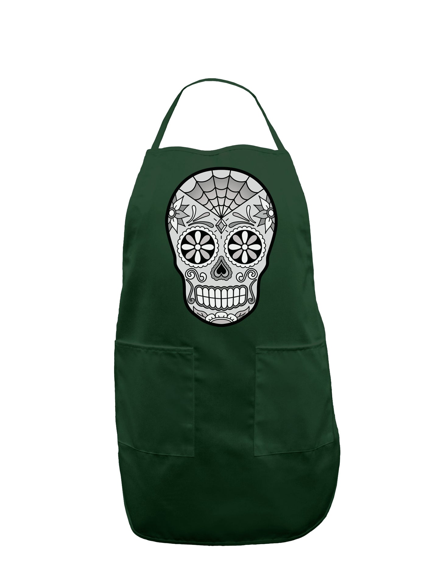 Version 10 Grayscale Day of the Dead Calavera Dark Adult Apron-Bib Apron-TooLoud-Hunter-One-Size-Davson Sales