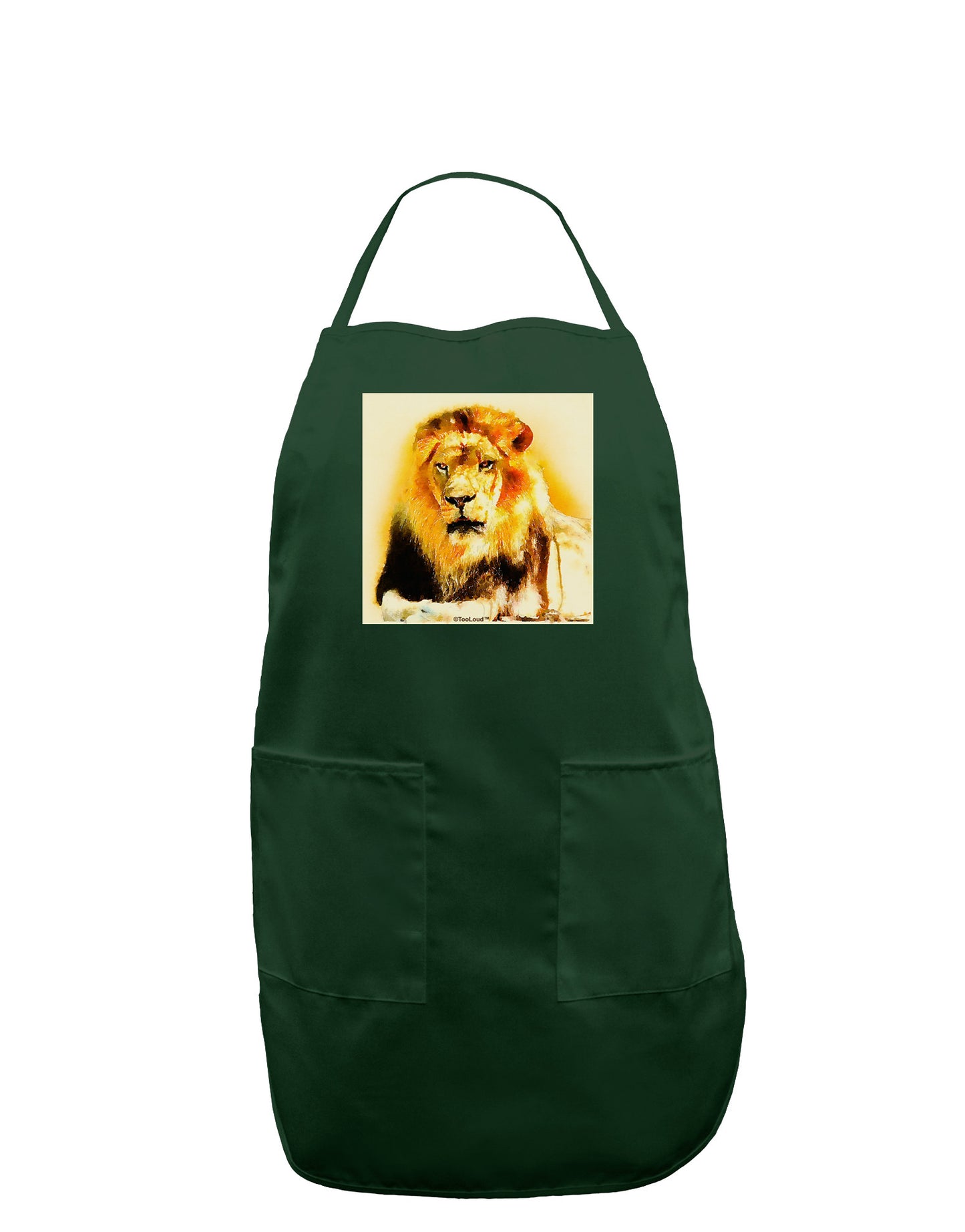 Lion Watercolor 4 Dark Adult Apron-Bib Apron-TooLoud-Hunter-One-Size-Davson Sales