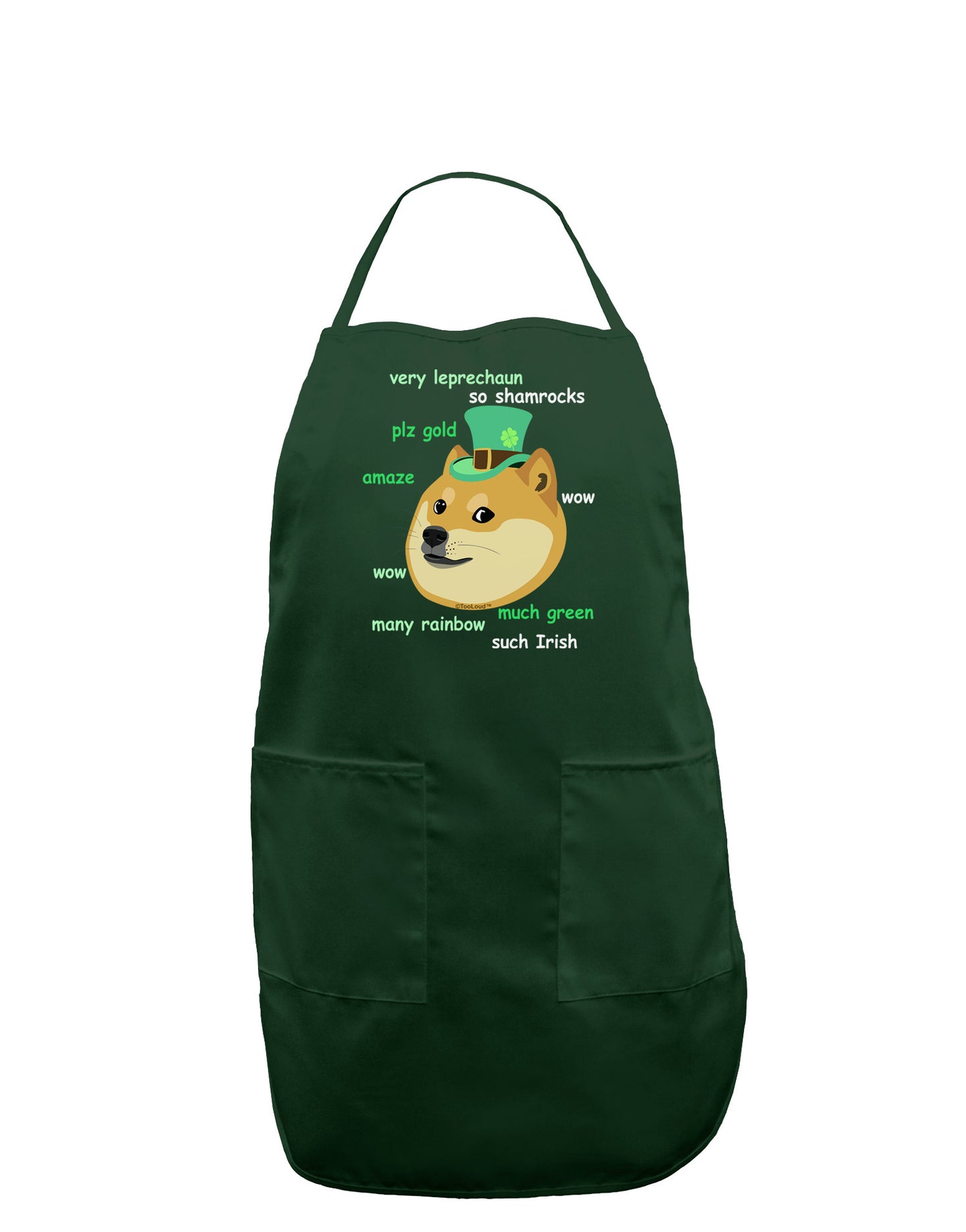 St Patricks Day Leprechaun Doge Dark Adult Apron-Bib Apron-TooLoud-Hunter-One-Size-Davson Sales