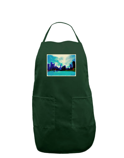 Chicago Skyline Watercolor Dark Adult Apron-Bib Apron-TooLoud-Hunter-One-Size-Davson Sales