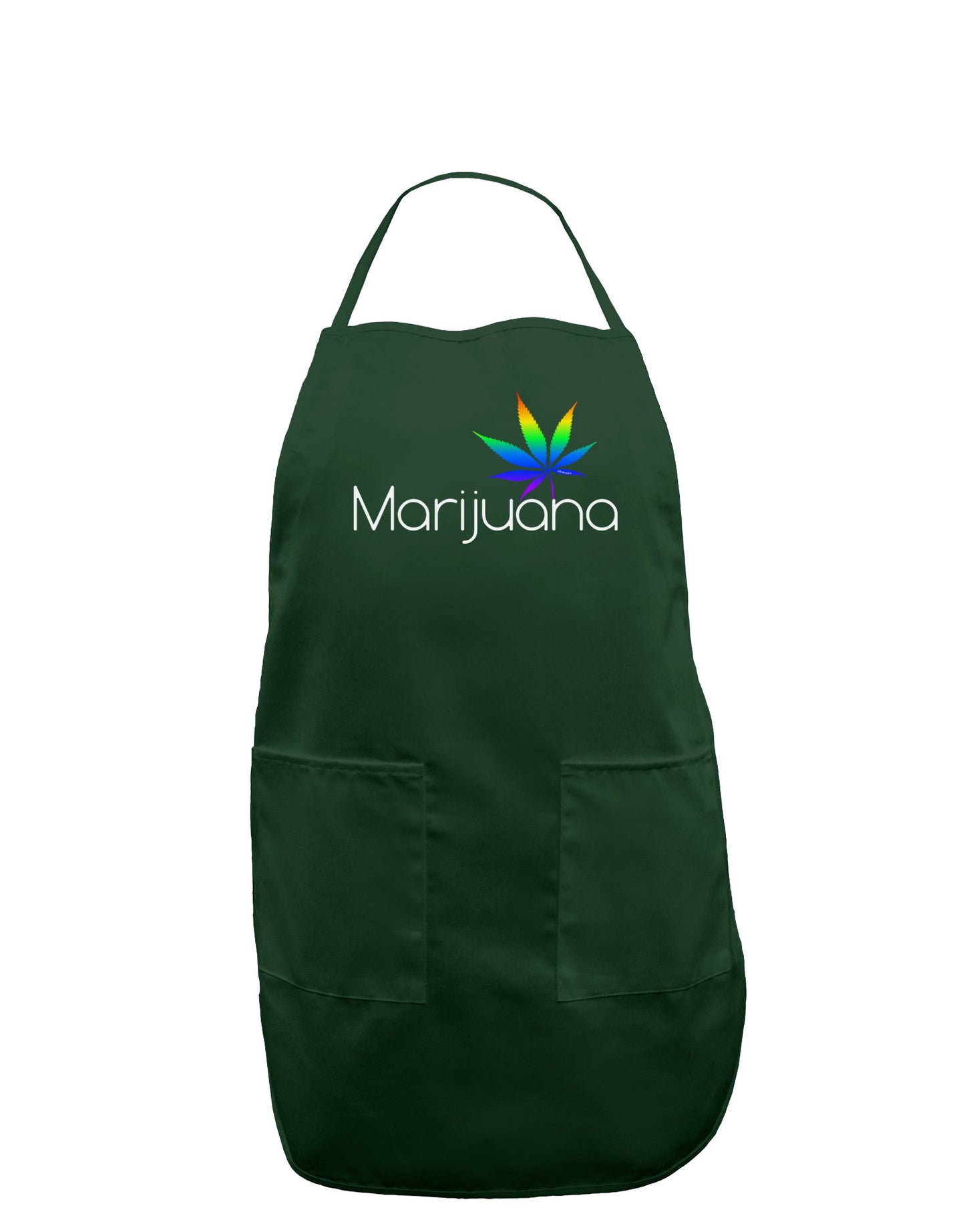 Marijuana Text and Leaf - Rainbow Dark Adult Apron-Bib Apron-TooLoud-Hunter-One-Size-Davson Sales
