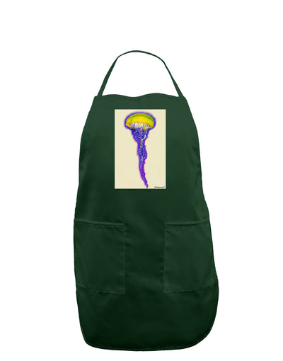 Jellyfish Outlined in Purple Watercolor Dark Adult Apron-Bib Apron-TooLoud-Hunter-One-Size-Davson Sales