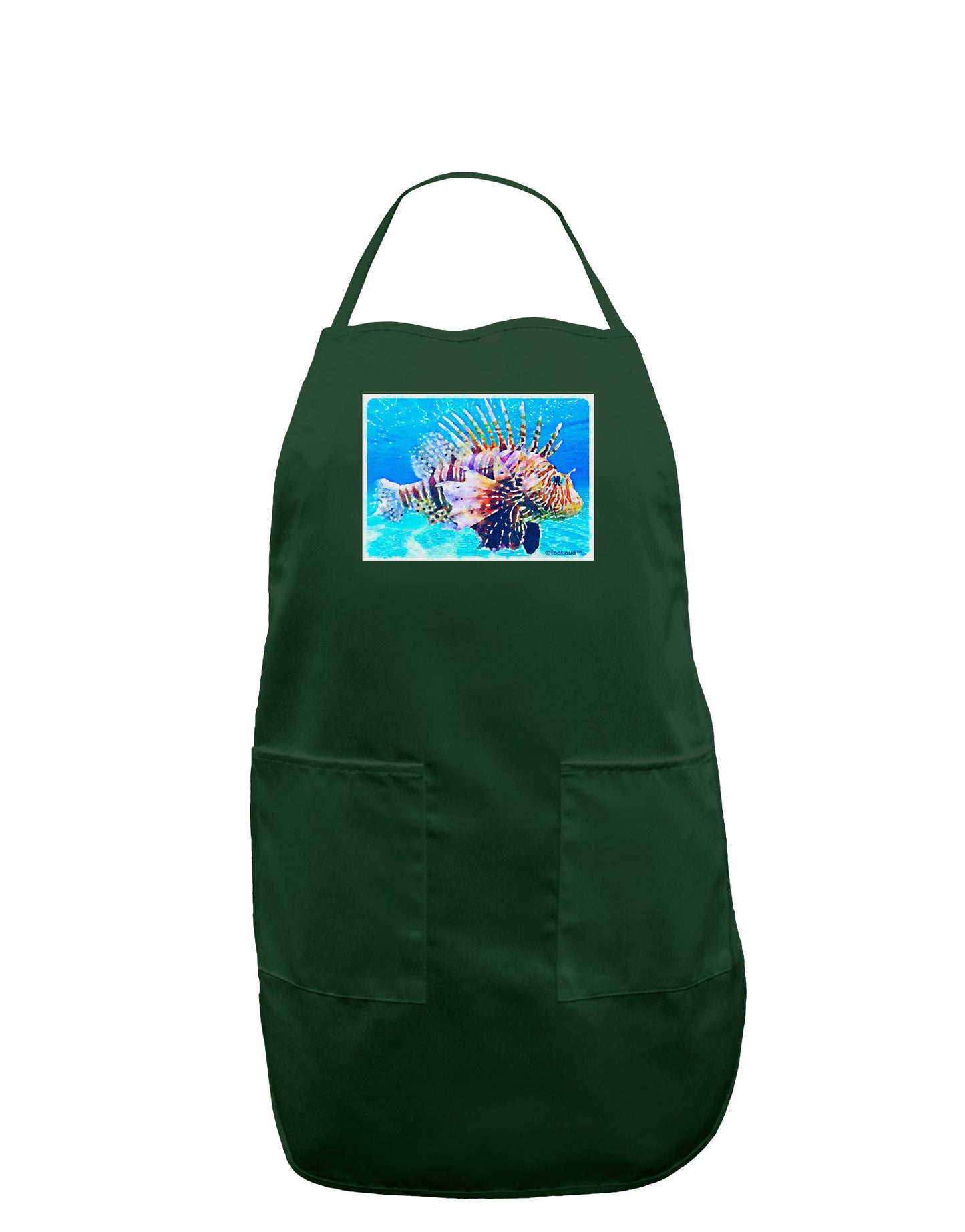 Lionfish in Watercolor Dark Adult Apron by-Bib Apron-TooLoud-Hunter-One-Size-Davson Sales
