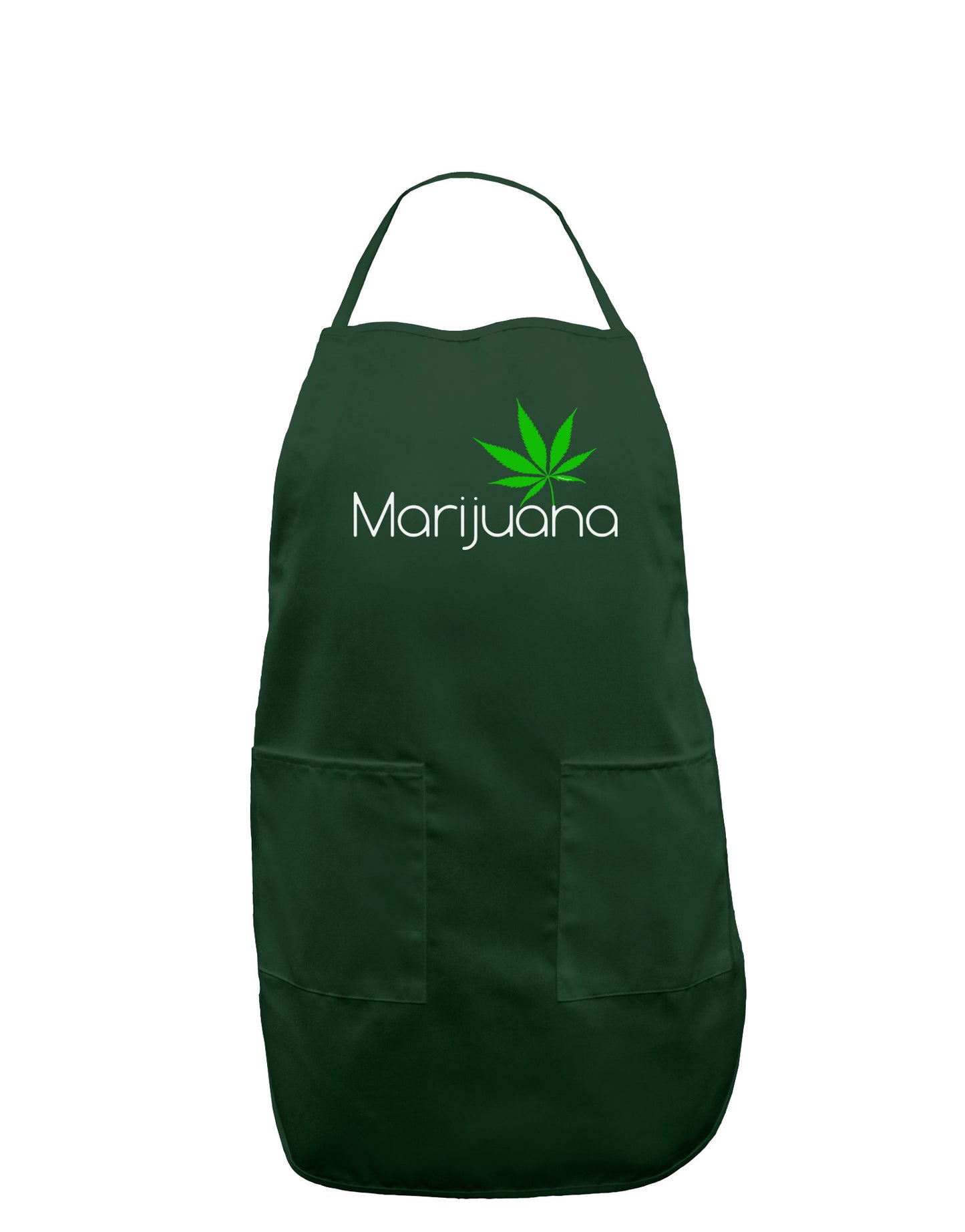 Marijuana Text and Leaf Dark Adult Apron-Bib Apron-TooLoud-Hunter-One-Size-Davson Sales