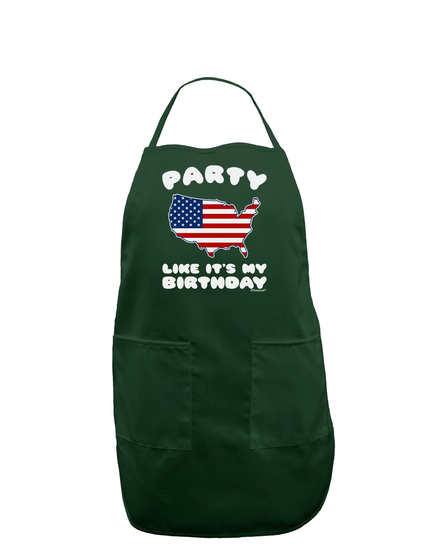 Party Like It's My Birthday - 4th of July Dark Adult Apron-Bib Apron-TooLoud-Hunter-One-Size-Davson Sales