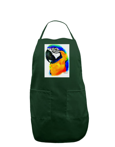 Brightly Colored Parrot Watercolor Dark Adult Apron-Bib Apron-TooLoud-Hunter-One-Size-Davson Sales