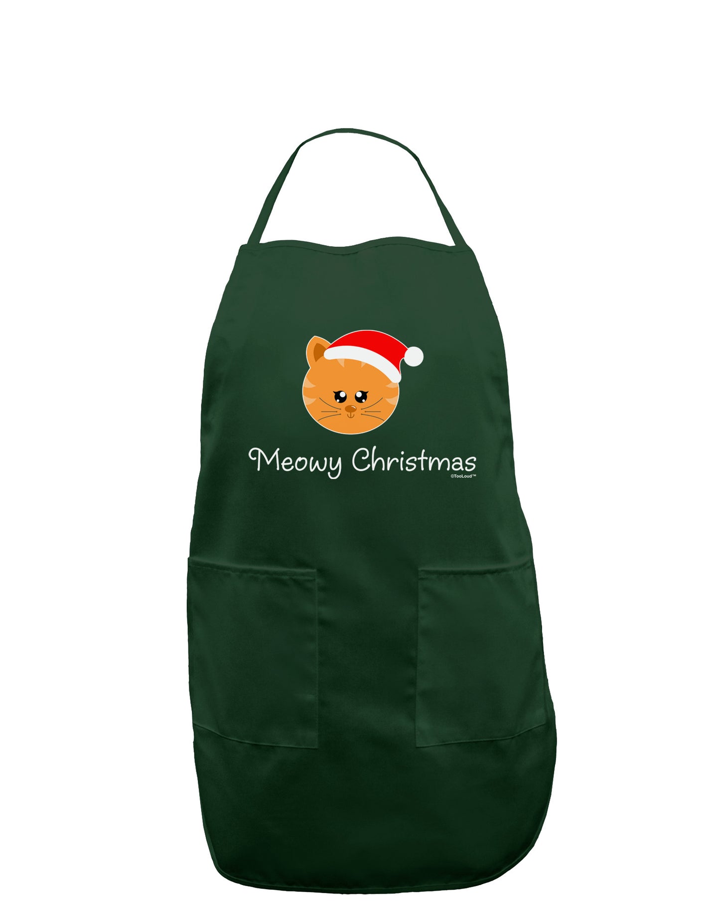 Meowy Christmas Cute Cat Santa Hat Dark Adult Apron-Bib Apron-TooLoud-Hunter-One-Size-Davson Sales