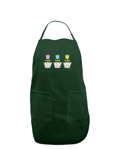 Three Easter Tulips Dark Adult Apron by TooLoud-Bib Apron-TooLoud-Hunter-One-Size-Davson Sales