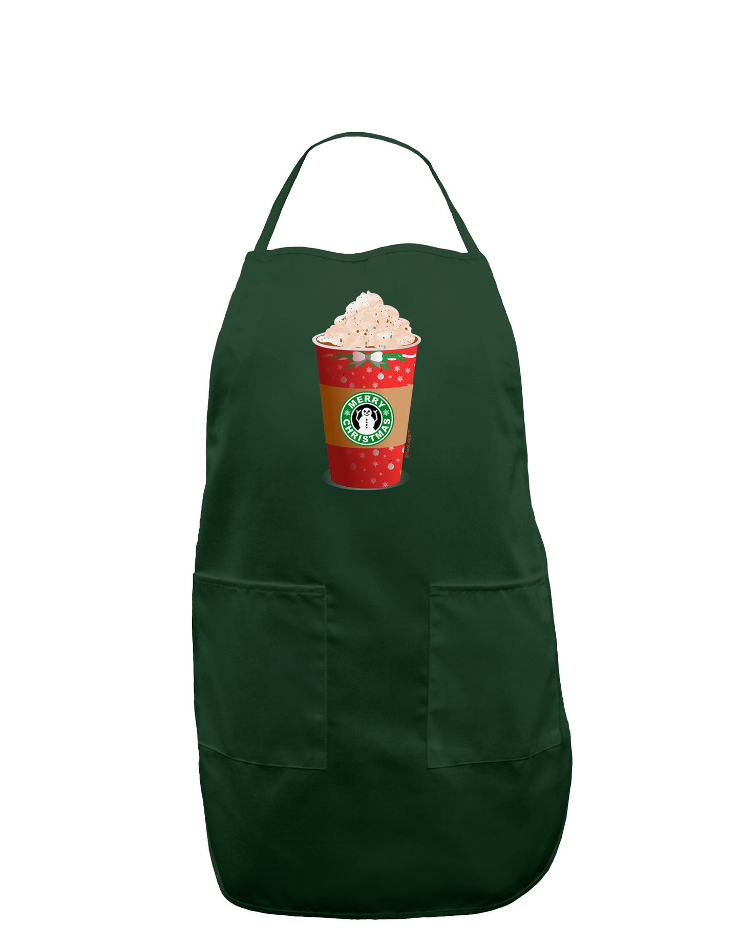 Merry Christmas Latte Cup Dark Adult Apron-Bib Apron-TooLoud-Hunter-One-Size-Davson Sales