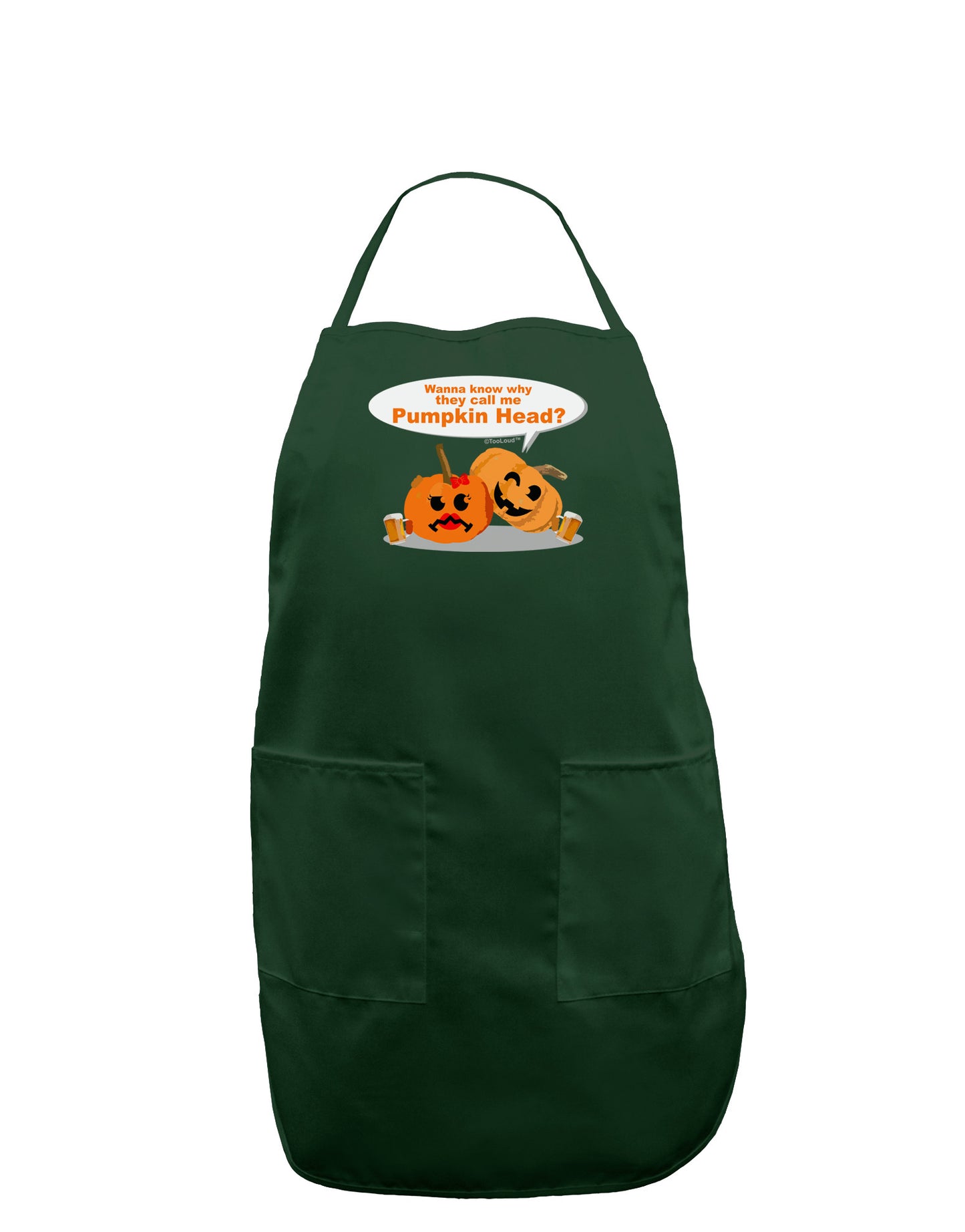 Pumpkin Head Dark Adult Apron-Bib Apron-TooLoud-Hunter-One-Size-Davson Sales