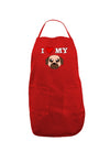 I Heart My - Cute Pug Dog - Fawn Dark Adult Apron by TooLoud-Bib Apron-TooLoud-Red-One-Size-Davson Sales