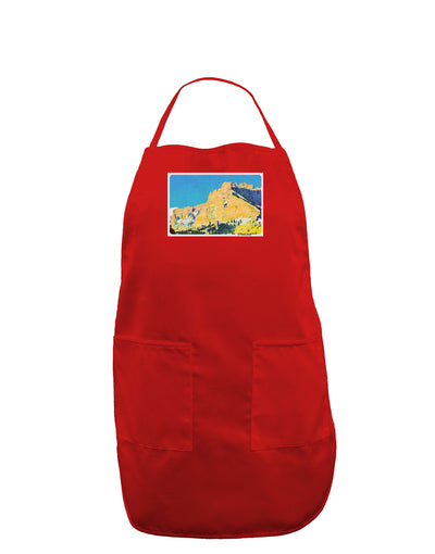 Colorado Snowy Mtns WaterColor Dark Adult Apron-Bib Apron-TooLoud-Red-One-Size-Davson Sales