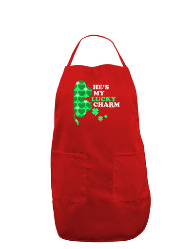 He's My Lucky Charm - Right Dark Adult Apron-Bib Apron-TooLoud-Red-One-Size-Davson Sales