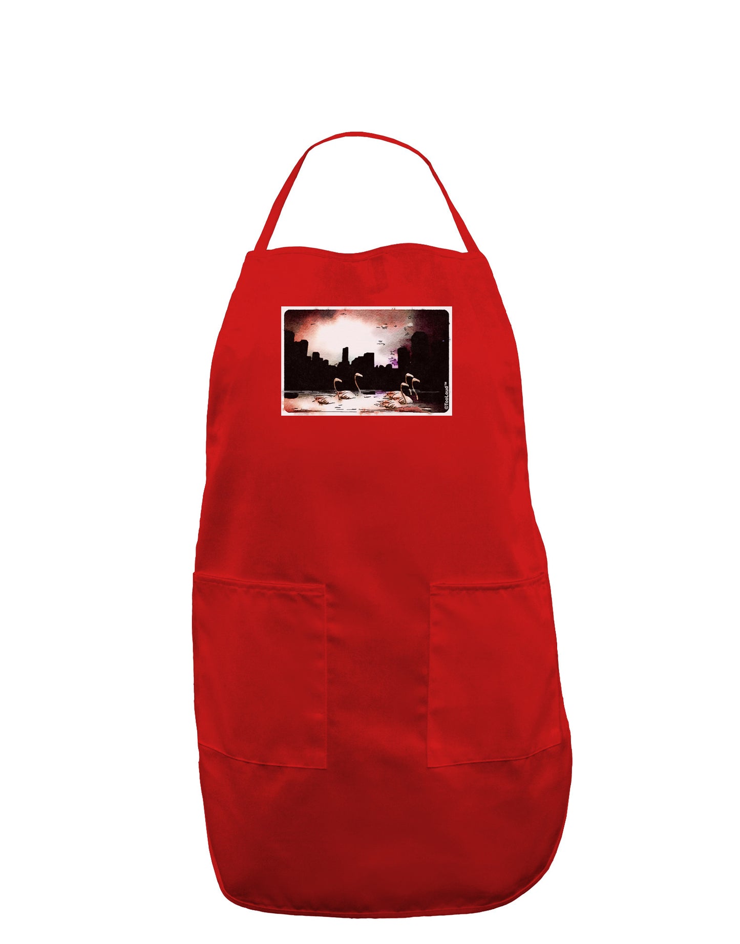 Nighttime Flamingos Dark Adult Apron-Bib Apron-TooLoud-Red-One-Size-Davson Sales