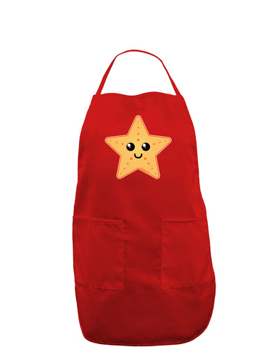 Cute Starfish Dark Adult Apron by TooLoud-Bib Apron-TooLoud-Red-One-Size-Davson Sales