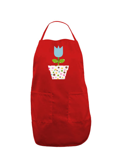 Easter Tulip Design - Blue Dark Adult Apron by TooLoud-Bib Apron-TooLoud-Red-One-Size-Davson Sales
