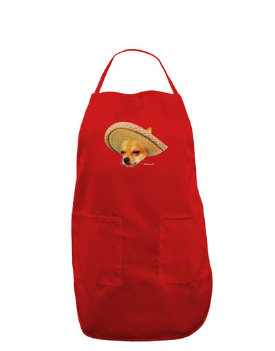 Chihuahua Dog with Sombrero - Patchwork Design Dark Adult Apron by TooLoud-Bib Apron-TooLoud-Red-One-Size-Davson Sales