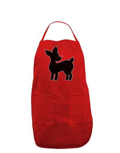 Cute Rudolph Silhouette - Christmas Dark Adult Apron by TooLoud-Bib Apron-TooLoud-Red-One-Size-Davson Sales