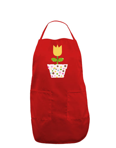 Easter Tulip Design - Yellow Dark Adult Apron by TooLoud-Bib Apron-TooLoud-Red-One-Size-Davson Sales