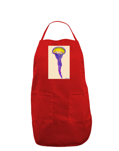 Jellyfish Outlined in Purple Watercolor Dark Adult Apron-Bib Apron-TooLoud-Red-One-Size-Davson Sales