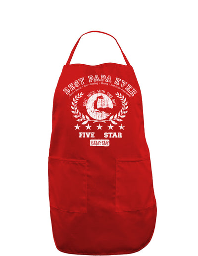 Best Papa Ever Distressed Collegiate Dark Adult Apron-Bib Apron-TooLoud-Red-One-Size-Davson Sales