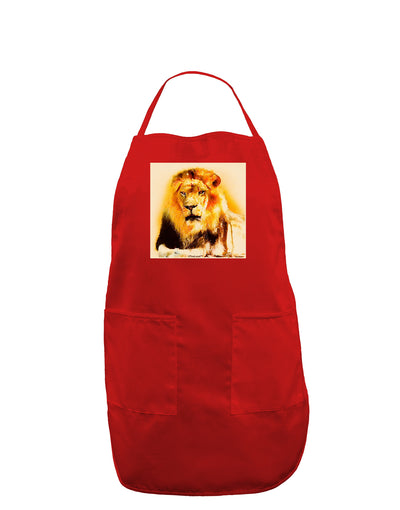 Lion Watercolor 4 Dark Adult Apron-Bib Apron-TooLoud-Red-One-Size-Davson Sales