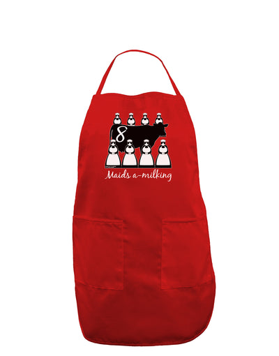 Eight Maids A Milking Text Dark Adult Apron-Bib Apron-TooLoud-Red-One-Size-Davson Sales