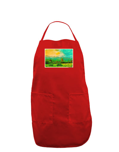 Mountain Sunset Watercolor Dark Adult Apron-Bib Apron-TooLoud-Red-One-Size-Davson Sales