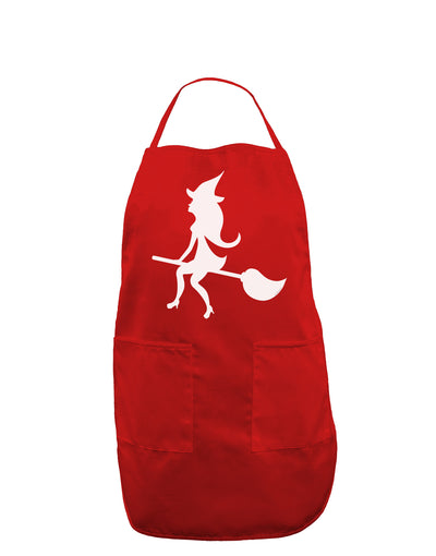 Cute Witch on Broom Silhouette Halloween Dark Adult Apron-Bib Apron-TooLoud-Red-One-Size-Davson Sales