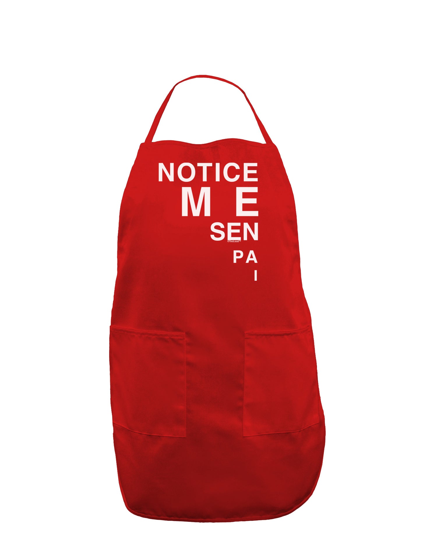Notice Me Senpai Triangle Text Dark Adult Apron-Bib Apron-TooLoud-Red-One-Size-Davson Sales