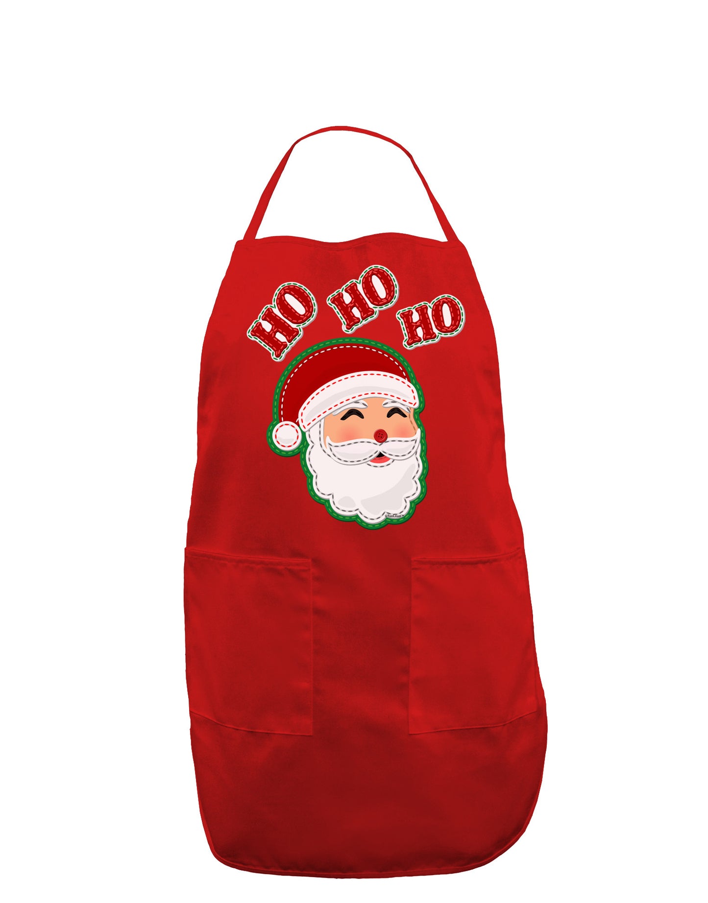 Ho Ho Ho Santa Claus Face Faux Applique Dark Adult Apron-Bib Apron-TooLoud-Red-One-Size-Davson Sales