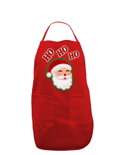 Ho Ho Ho Santa Claus Face Faux Applique Dark Adult Apron-Bib Apron-TooLoud-Red-One-Size-Davson Sales