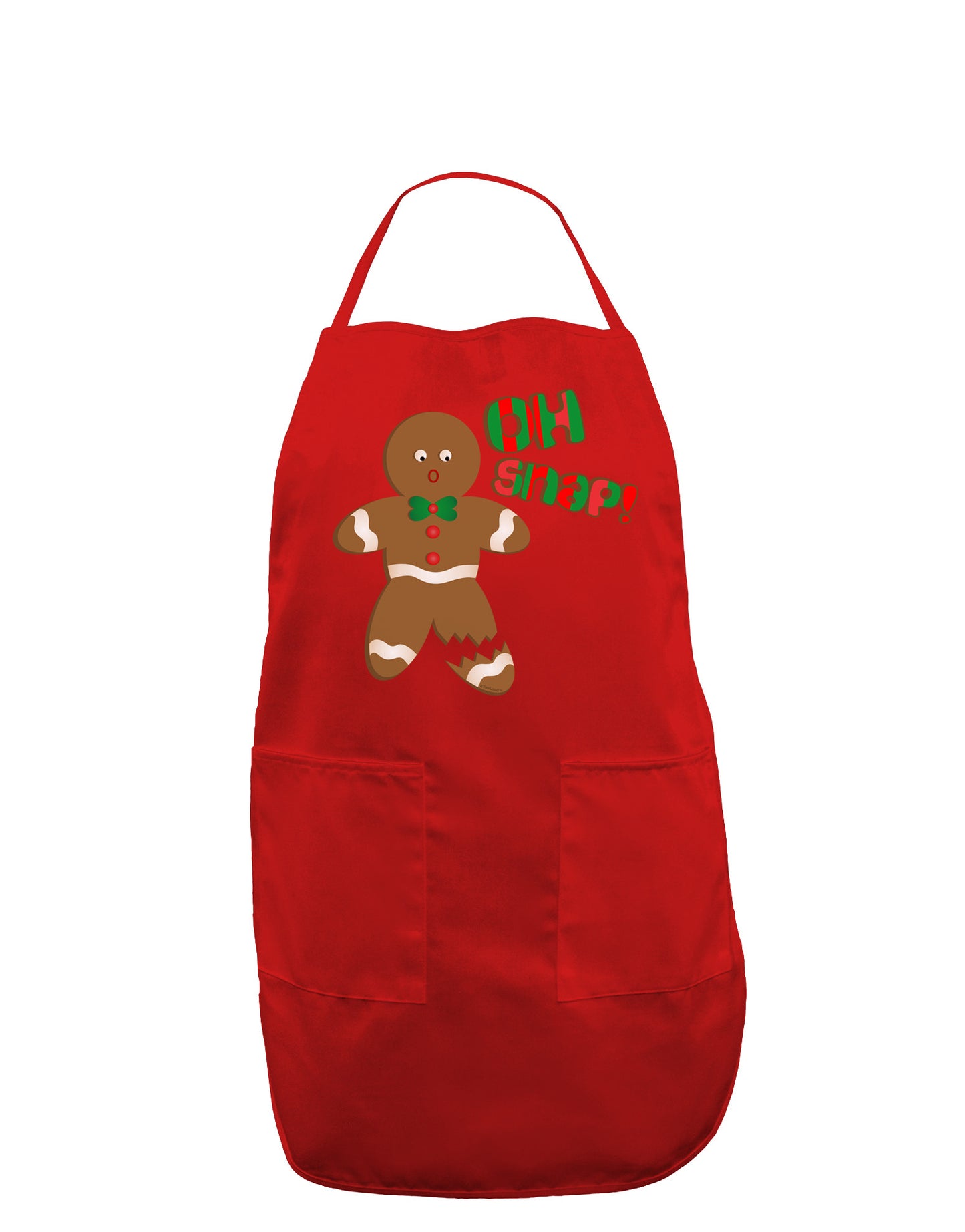 Oh Snap Gingerbread Man Christmas Dark Adult Apron-Bib Apron-TooLoud-Red-One-Size-Davson Sales