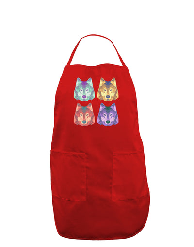 Geometric Wolf Head Pop Art Dark Adult Apron-Bib Apron-TooLoud-Red-One-Size-Davson Sales