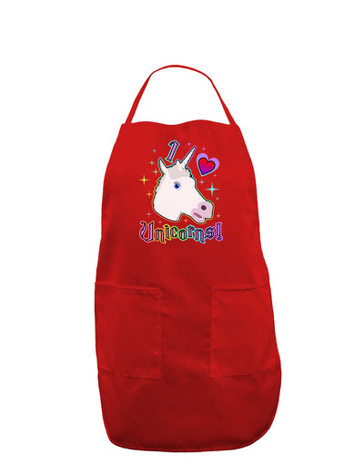 I love Unicorns Dark Adult Apron-Bib Apron-TooLoud-Red-One-Size-Davson Sales