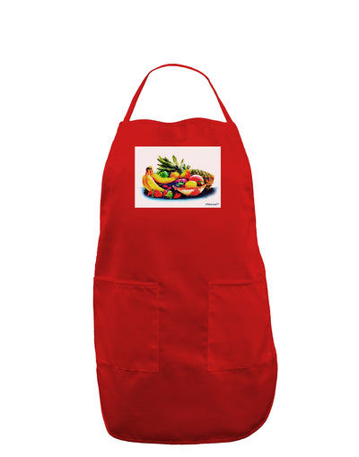 TooLoud Watercolor Fruit Bowl 3 Dark Adult Apron-Bib Apron-TooLoud-Red-One-Size-Davson Sales