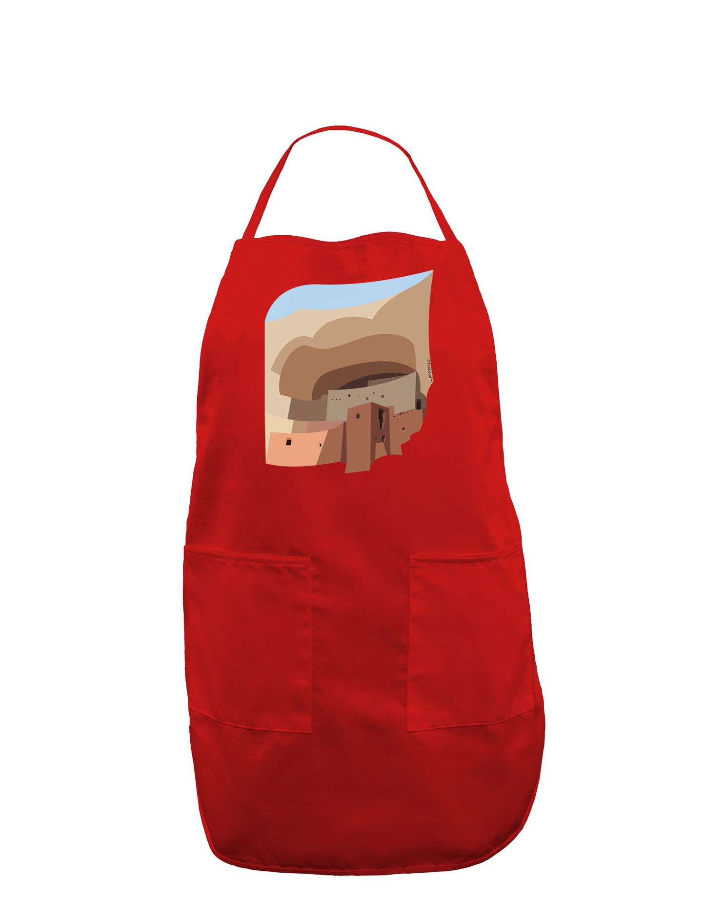 Montezuma Castle Artwork Dark Adult Apron-Bib Apron-TooLoud-Red-One-Size-Davson Sales