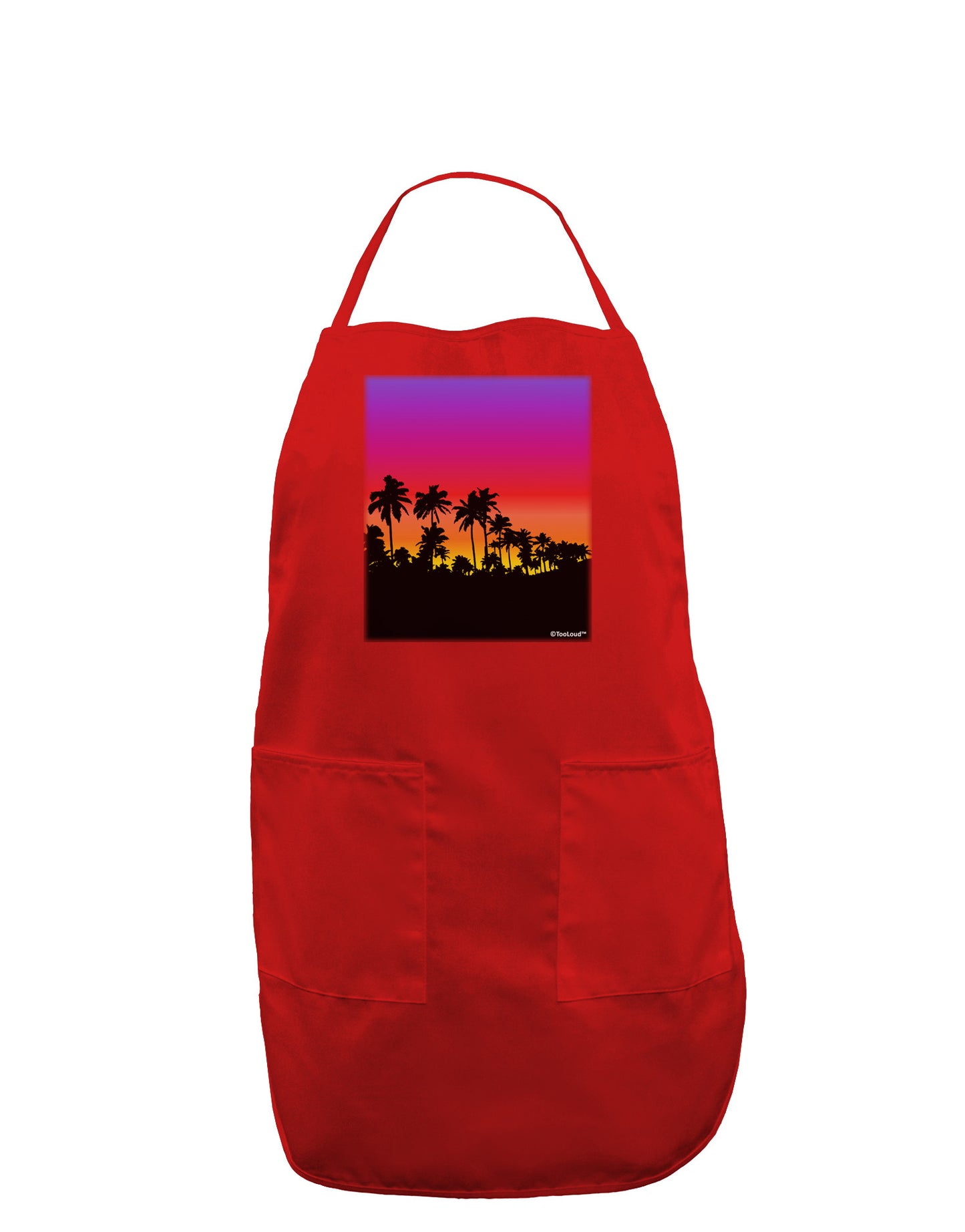Palm Trees and Sunset Design Dark Adult Apron by TooLoud-Bib Apron-TooLoud-Red-One-Size-Davson Sales