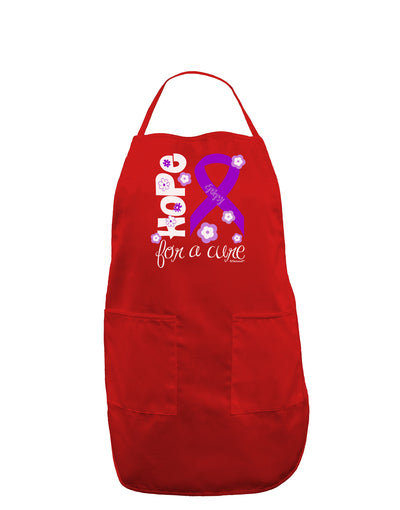 Hope for a Cure - Purple Ribbon Epilepsy - Flowers Dark Adult Apron-Bib Apron-TooLoud-Red-One-Size-Davson Sales