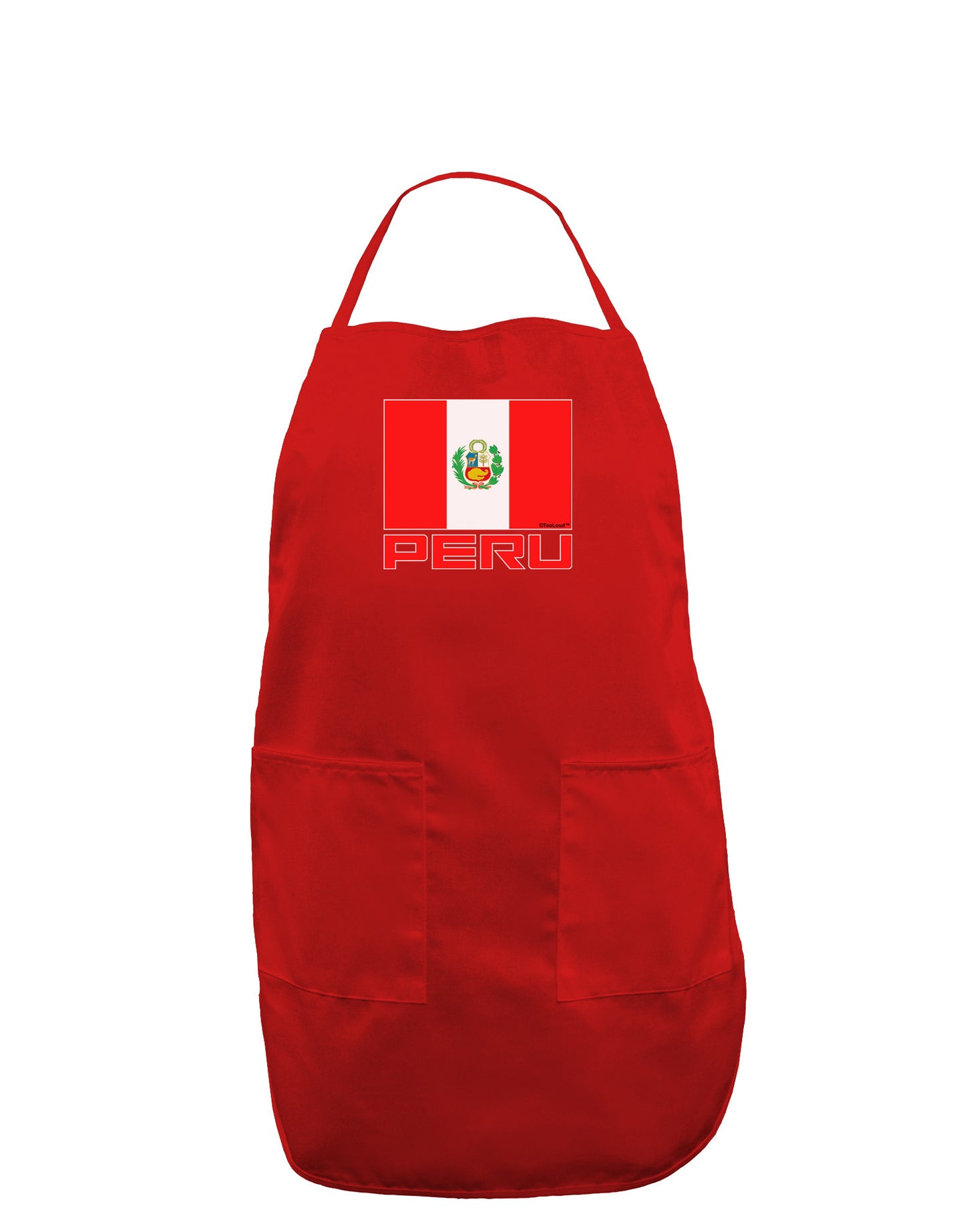 Peru Flag Dark Dark Adult Apron-Bib Apron-TooLoud-Red-One-Size-Davson Sales