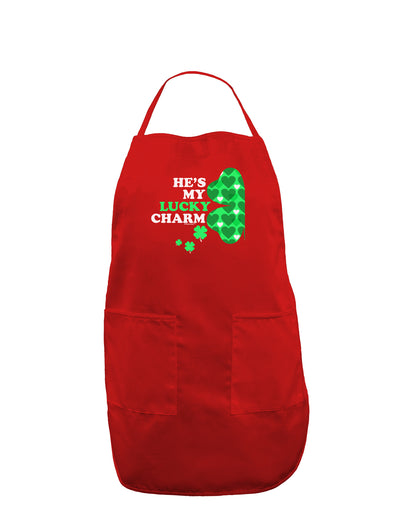 He's My Lucky Charm - Left Dark Adult Apron-Bib Apron-TooLoud-Red-One-Size-Davson Sales