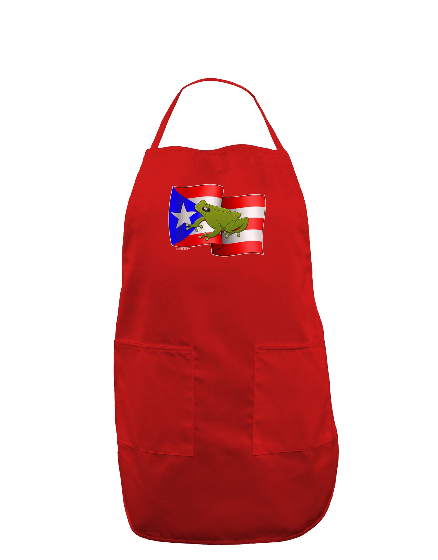 Puerto Rico Coqui Dark Adult Apron-Bib Apron-TooLoud-Red-One-Size-Davson Sales