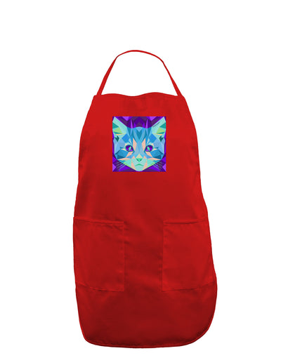 Geometric Kitty Inverted Dark Adult Apron-Bib Apron-TooLoud-Red-One-Size-Davson Sales