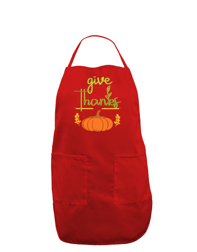 Give Thanks Dark Dark Adult Apron Red One-Size Tooloud