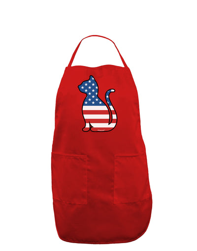 Patriotic Cat Design Dark Adult Apron by TooLoud-Bib Apron-TooLoud-Red-One-Size-Davson Sales