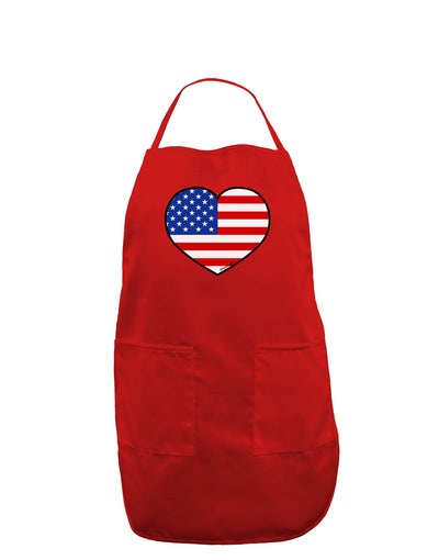 American Flag Heart Design Dark Adult Apron by TooLoud-Bib Apron-TooLoud-Red-One-Size-Davson Sales