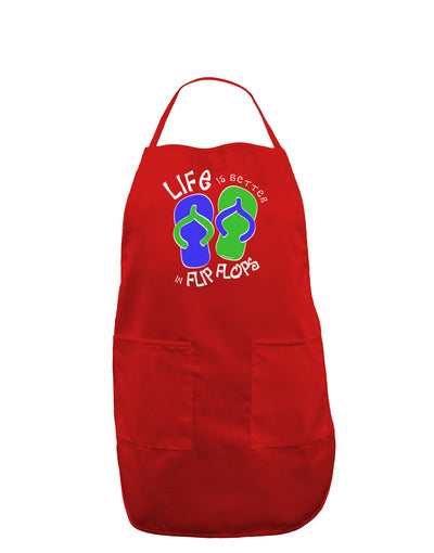 Life is Better in Flip Flops - Blue and Green Dark Adult Apron-Bib Apron-TooLoud-Red-One-Size-Davson Sales