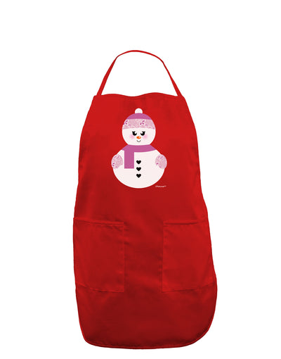 Cute Girl Snowman - Christmas Dark Adult Apron by TooLoud-Bib Apron-TooLoud-Red-One-Size-Davson Sales