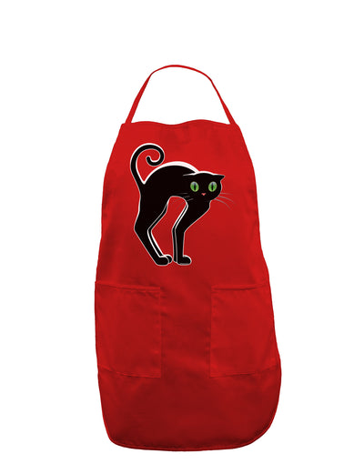 Cute Arched Black Cat Halloween Dark Adult Apron-Bib Apron-TooLoud-Red-One-Size-Davson Sales