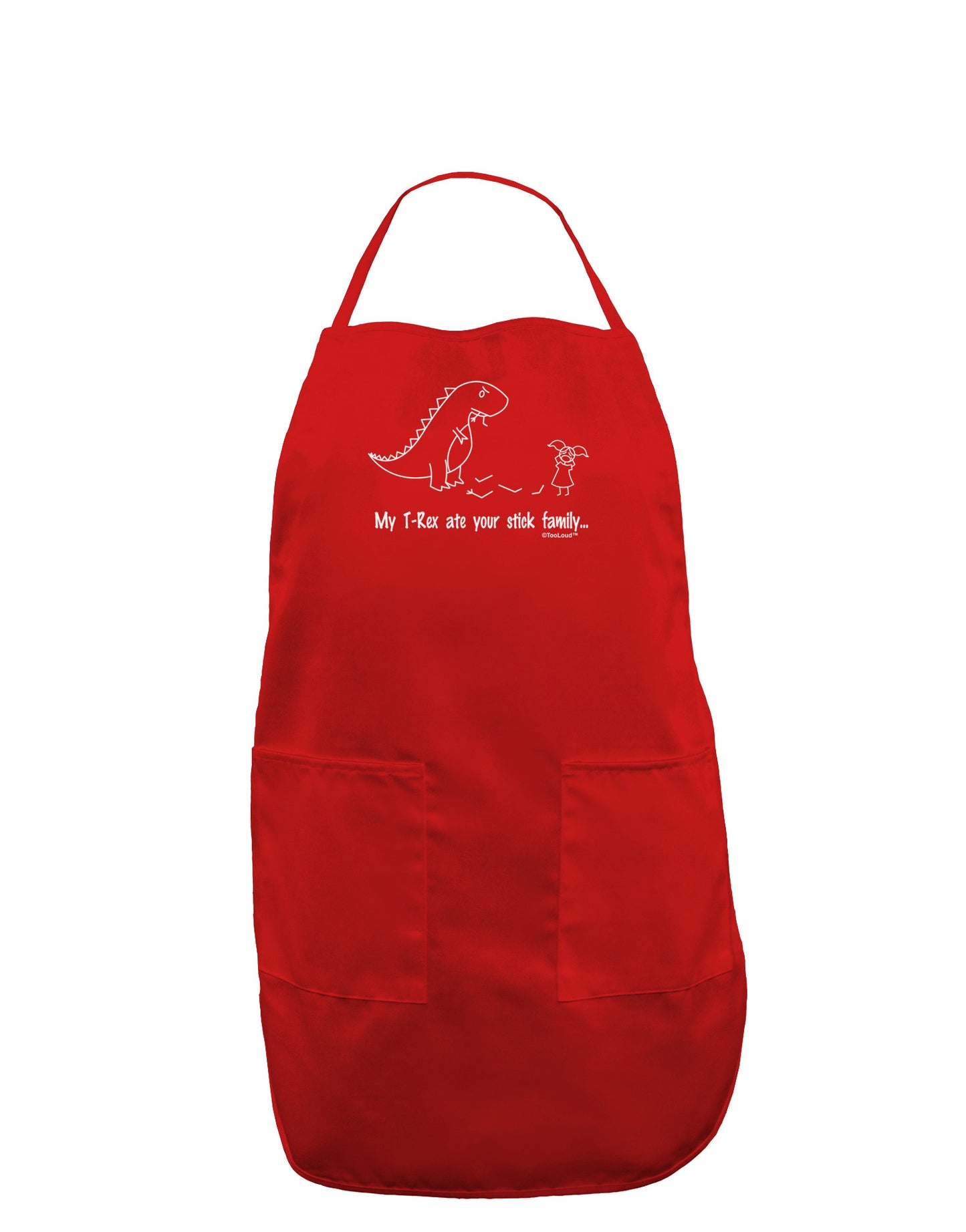My T-Rex Ate Your Stick Family - Line Dark Adult Apron by TooLoud-Bib Apron-TooLoud-Red-One-Size-Davson Sales